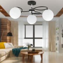 Rodonit 3Lü Siyah Krom Beyaz Camlı  Modern Sarkıt Genç Odası Yatak Odası Retro Salon Avize