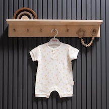 Tiffany Baby & Kids Tiffany Baby Pear Jakarlı Theme Yarım Kol Kısa Tulum 40026 Ekru