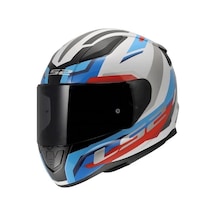 Ls2 Rapıd 2 Hyper Beyaz-mavi-kırmızı Kapalı Kask Siyah+şeffaf Camlı