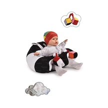 Oyuncaklı Bebek Oturma Destek Minderi - Devrilmez Bebek Koltuğu - Büyük Bebek Oturağı Siyah Beyaz