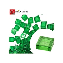 Yedek Parçalar, 100 Adet 1x1 Tile Düz Fayans Parçası, Şeffaf Yeşil Rengi, 3070