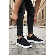 Fort 2308 Dks Keten Rahat Hafif Sneaker Erkek Ayakkabı Siyah - Beyaz