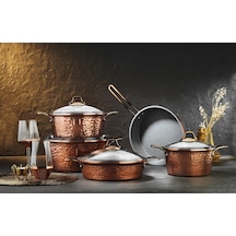 Brioni Copper 9 Parça Tencere Seti Bakır
