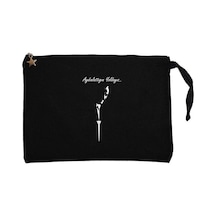 Atatürk'ün Aydınlattığı Yoldayız Siyah Clutch Astarlı Cüzdan / El Çantası