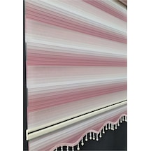 Pudra Pembesi Ve Krem Renk Geçişli Boncuku Zebra Stor Perde Krem - 93842577 Krem