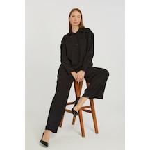 Kadın Siyah Casual Oversize/geniş Kalıp Gömlek Siyah