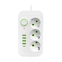 4 Usb Portlu Ve 1 Usb C Girişli 3 Çıkışlı Duvar Prizi, 8'i 1 Arada Elektrik Prizi, Ev Ofis Prizi Siyah 17,2 8,6 3,8 Cm