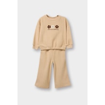 Defacto Kız Bebek 2li Takım Çiçekli Sweatshirt Eşofman Altı G5092a525wner120 Ekru-er120