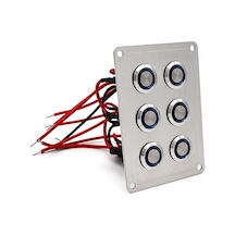 Labarka 6'lı Krom Switch Panel Sigortalı Mavi LED'li 12-24V