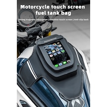Rockbros Mıknatıslı Dokunmatik Ekranlı Motosiklet Depo Üstü Çantası Tank Bag Alüminyum - Siyah