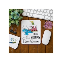 Kişiye Özel Şirinler Doğum Günü Baskılı Oyuncu Mousepad 0171