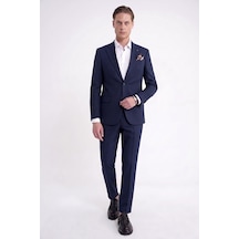 Efor Slim Fit Mono Yaka %97 Tencel Kumaş Çift Yırtmaç Esnek Lacivert Takım Elbise Tk 941