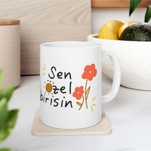 Sen Özel Birisin Baskılı - Motivasyon Temalı - Doğum Günü Hediyesi - Hediye Porselen Kupa Bardak Beyaz