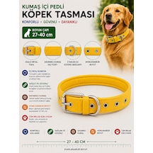 Köpek Boyun Tasması İçi Pedli 27-40 Cm Dokuma Kumaş Ayarlanabilir Metal Tokalı - Sarı Çok Renkli