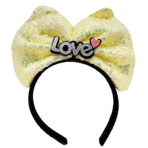 Led Işıklı 3 Farklı Fonksiyonda Yanan Gümüş Love Yazılı Sarı Fiyonk Taç 20x17 Cm 5691 "