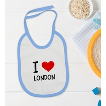 BK Kids I Love London Tasarımlı Mavi Bebek Mama Önlüğü - Model 1