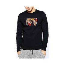 One Piece Anime 2 Baskılı Siyah Erkek Örme Sweatshirt