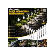 Güneş Enerjili Solar Lamba Bahçe Aydınlatması 10'lu Metal Yapı İle Kolay Kullanım