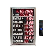Elimkon Vakitmatik Dijital Cami Saati 40x60 Cm Beyaz Kumandalı