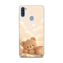 Samsung Galaxy A11-m11 Uyumlu Sevimli Tatlı Ayı Baskılı Silikon Kılıf Renkli
