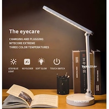 Ps-1912 Şarjlı Dokunmatik Led Masa Lambası 3 Renk Tonlu, Ayarlanabilir Parlaklık, Usb Kablolu Altın - Çok Renkli
