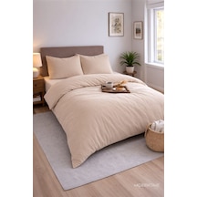 More Home Lastikli Çarşaf Çift Kişilik Nevresim Takımı Koyu Bej Koyu Bej
