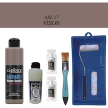 Fayans Tezgah B-ambiente Islak Zemin Aw-17 Vizon 250ml Katalizör 20gr Taş Vernik 120 Saten Rulo Set Vizon Vizon