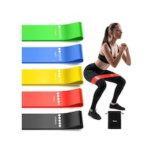 Premium 5 Adet Farklı Dirençte Pilates Squat Aerobik Bandı - Hafif,orta,sert Çalışma Lastiği-evde Spor Karın Çok Renkli