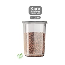 1 Adet Kapaklı Kare Saklama Kabı - Hava Almaz Erzak Gıda Un Şeker Bakliyat Kabı 1100 Ml Antrasit Gri