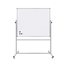 120x140 Cm Mıknatıs Yüzey 360 Dönerli Ayaklı Çift Taraflı Tekerlekli Mobil Yazı Tahtası-pan571 Beyaz