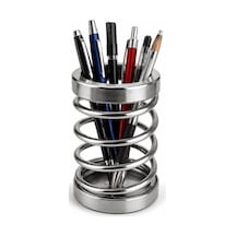 Orret Home Metal Spiral Kalemlik, Paslanmaz Çelik Yay Tasarımlı Masaüstü Kalemlik, Gümüş Ofis Kalem Tutucu, Mode Genel