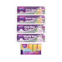 Orta Ve Büyük Boy Kokulu Büzgülü Çöp Torbası Ve 5'li Düz Bubble Sünger Paketi