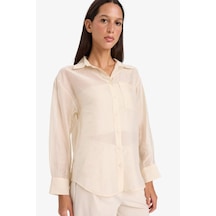 DeFacto Oversize Geniş Kalıp Basic Düz Modal Uzun Kollu Gömlek E3866AX25SPBG354