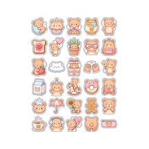 30 Adet Pastel Ayıcık Sticker Seti - Defter Telefon Ajanda İçin Çok Renkli