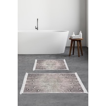 Eko Trend Djt 2 Li Yıkanabilir Kaymaz Taban Banyo Paspas Klozet Takımı 743 Modern Mavi 60 X 100 - 50 X 60 pudra