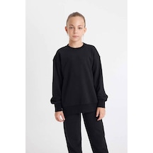 Defacto Siyah Kız Çocuk Sweatshirt A2797a8/bk81 Siyah