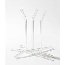 6'li Şeffaf Cam Pipet Seti - 15 Cm Boy Eğri Cam Pipet - Kokteyl, Soğuk Kahve Ve Meşrubat Pipeti
