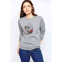 Naruto Jiraiya Baskılı Gri Kadın Sweatshirt (528302110)