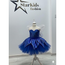 Star Kids Fashion Kız Çocuk Saks Mavisi Tinker Bell Kostümü, Kız Çocuk Peri Kostümü, Kanatlar Hediyedir Saks Mavi