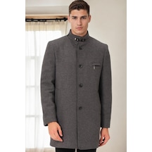 Plt8367 Dewberry Erkek Palto-düz Gri-2 Düz Gri-2