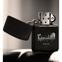 Kişiye Özel Mesleki Kaymakam Benzinli Siyah Metal Çakmak - 2