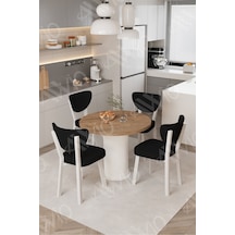Avvio Elma Yuvarlak Ceviz Mutfak Masa 4 Adet Sandalyeli Takım 90x90 Cm Siyah