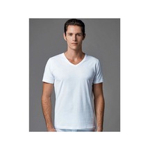 Eros Erkek %100 Pamuk V Yaka Kısa Kollu 2'li T-shirt Atlet - Beyaz