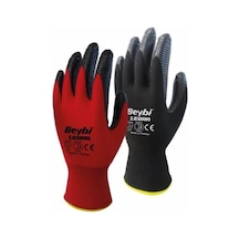 Beybi Nitril Poly Pnzebra 9 Beden Kırmızı Siyah Eldiven 12Li Pak