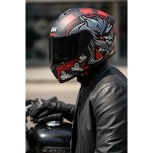 Gıvı 50.x Wıld Mat Kırmızı / 1 Renkli 1 Şeffaf Vizörlü Motosiklet Kask Siyah Vizör + Şeffaf