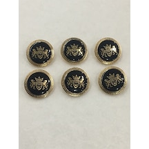 Trençkot Ve Kaban Düğmesi Metal 6 Lı Set / Çift Aslan Modeli