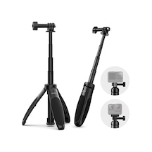Springsun Telesın S1-mnp-01 Spor Kamera İçin 2'li 1 Ayaklı Tripod - 40cm Maksimum Uzunluk, Alüminyum, Siyah - Vlog Ve Canlı Yayın İçin Sabit Tutucu