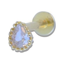 Damla Taşlı Gold Gümüş Tragus Gümüş