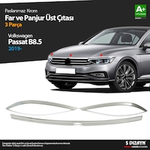 S-Dizayn Vw Passat B8.5 Krom Far Üzeri Çıta Seti 3 Parça 2019 ve