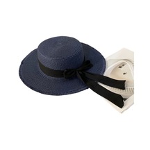Hasır Şapka Kadın Yaz Düz Şapka Fiyonk Şerit Plaj Güneş Şapkası